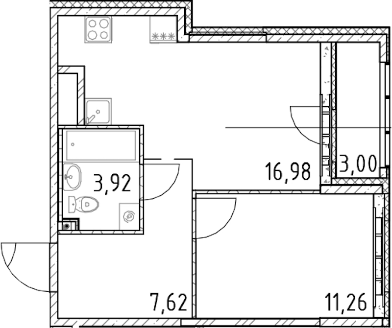 1-комнатная квартира 39.78 м², 3/23 эт., ЖК «Город Первых»